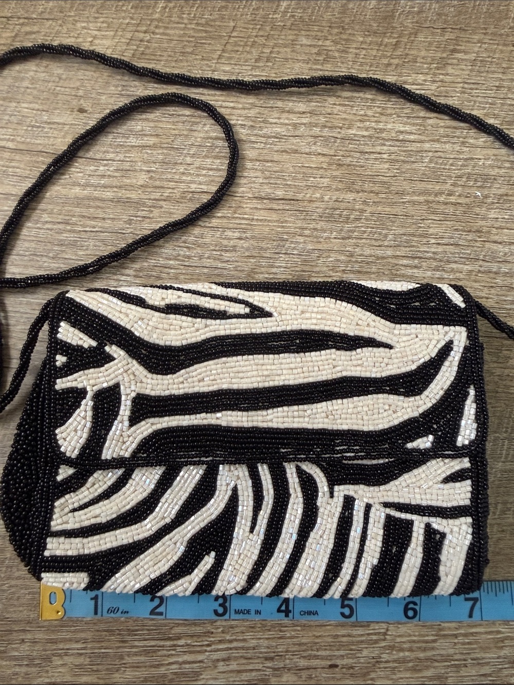 Inge Christopher Black and White Zebra Beaded Crossbody Bag - Picture 3 of 4